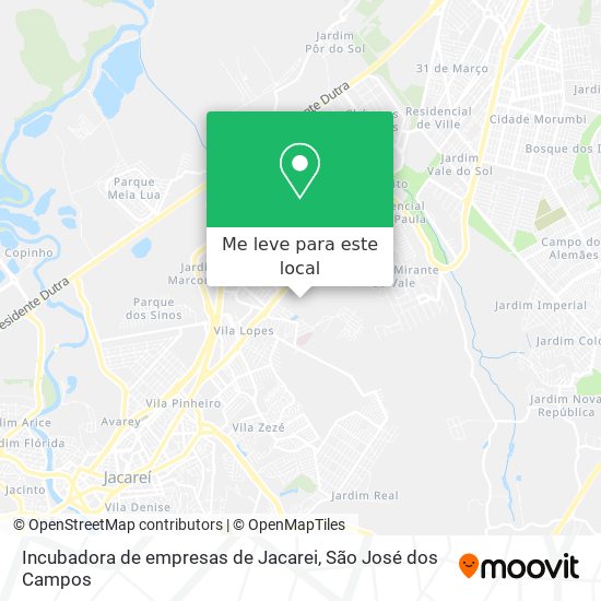 Incubadora de empresas de Jacarei mapa