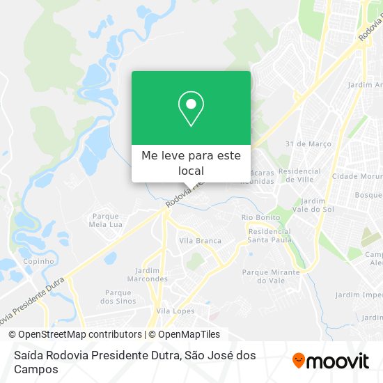 Saída Rodovia Presidente Dutra mapa