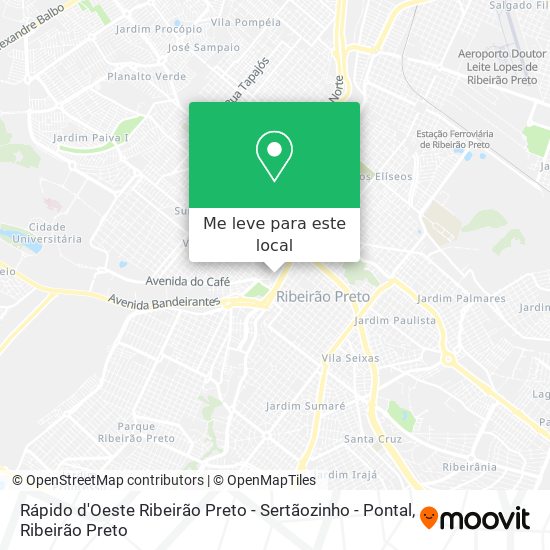 Rápido d'Oeste Ribeirão Preto - Sertãozinho - Pontal mapa
