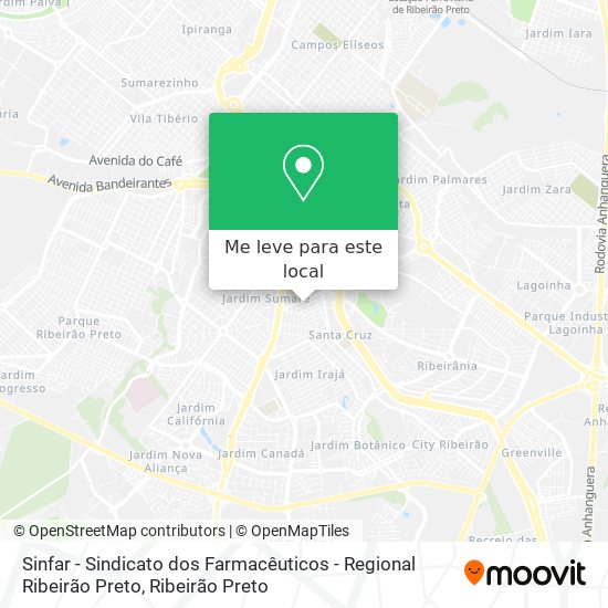Sinfar - Sindicato dos Farmacêuticos - Regional Ribeirão Preto mapa