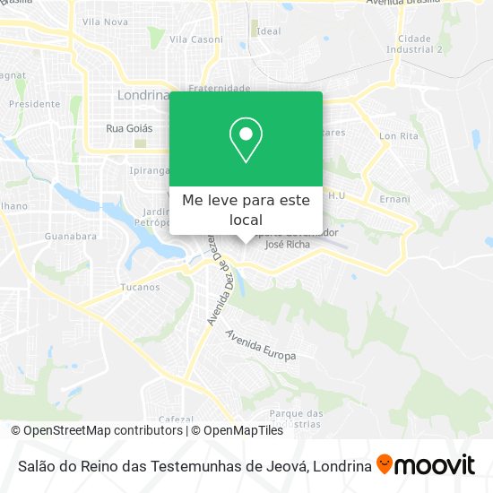 Salão do Reino das Testemunhas de Jeová mapa