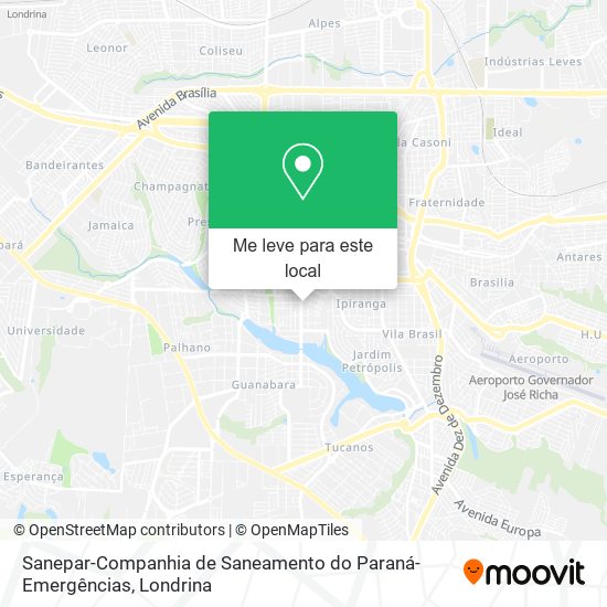 Sanepar-Companhia de Saneamento do Paraná-Emergências mapa