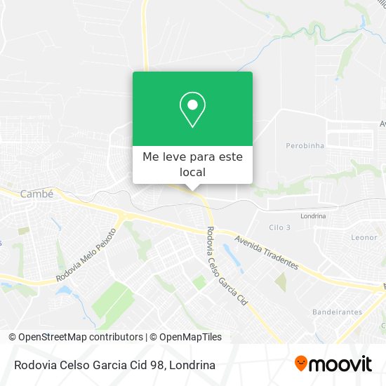 Rodovia Celso Garcia Cid 98 mapa