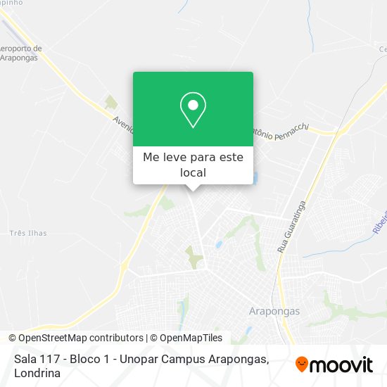 Sala 117 - Bloco 1 - Unopar Campus Arapongas mapa