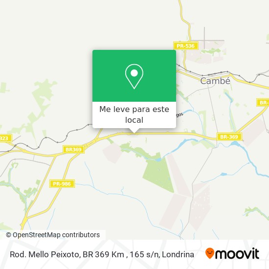 Rod. Mello Peixoto, BR 369 Km , 165 s / n mapa