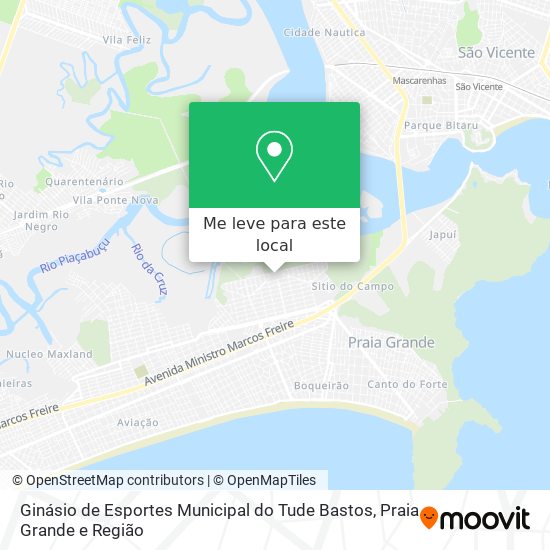 Ginásio de Esportes Municipal do Tude Bastos mapa