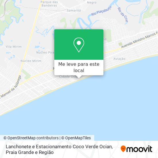 Lanchonete e Estacionamento Coco Verde Ocian mapa