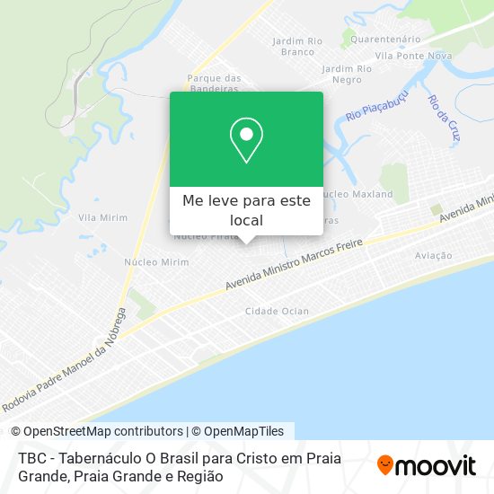TBC - Tabernáculo O Brasil para Cristo em Praia Grande mapa