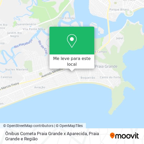 Ônibus Cometa Praia Grande x Aparecida mapa