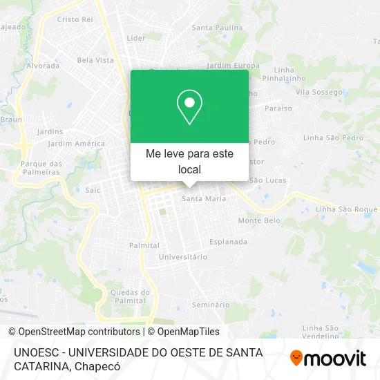 UNOESC - UNIVERSIDADE DO OESTE DE SANTA CATARINA mapa
