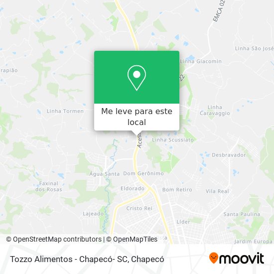 Tozzo Alimentos - Chapecó- SC mapa