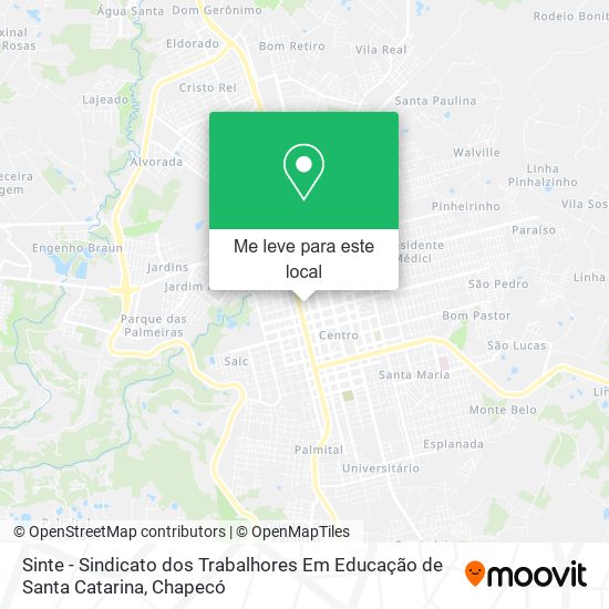 Sinte - Sindicato dos Trabalhores Em Educação de Santa Catarina mapa