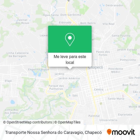 Transporte Nossa Senhora do Caravagio mapa