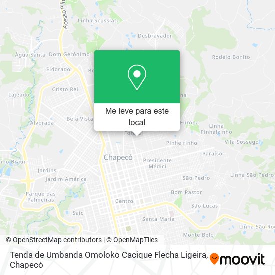 Tenda de Umbanda Omoloko Cacique Flecha Ligeira mapa