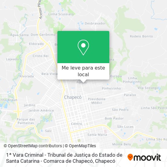 1ª Vara Criminal - Tribunal de Justiça do Estado de Santa Catarina - Comarca de Chapecó mapa
