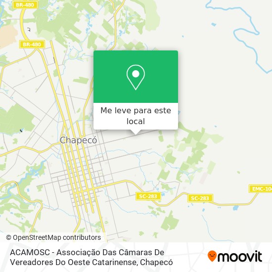 ACAMOSC - Associação Das Câmaras De Vereadores Do Oeste Catarinense mapa