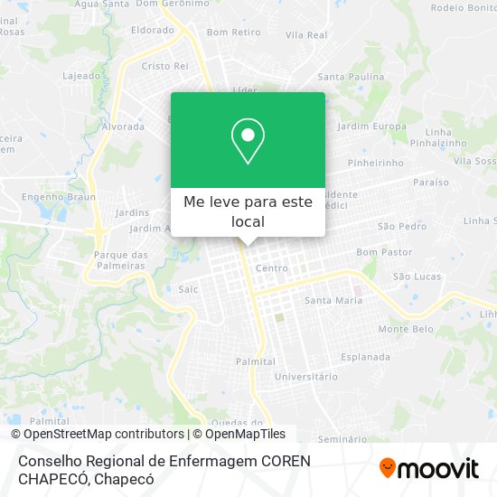 Conselho Regional de Enfermagem COREN CHAPECÓ mapa