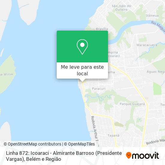 Linha 872: Icoaraci - Almirante Barroso (Presidente Vargas) mapa