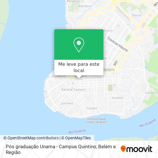 Pós graduação Unama - Campus Quintino mapa