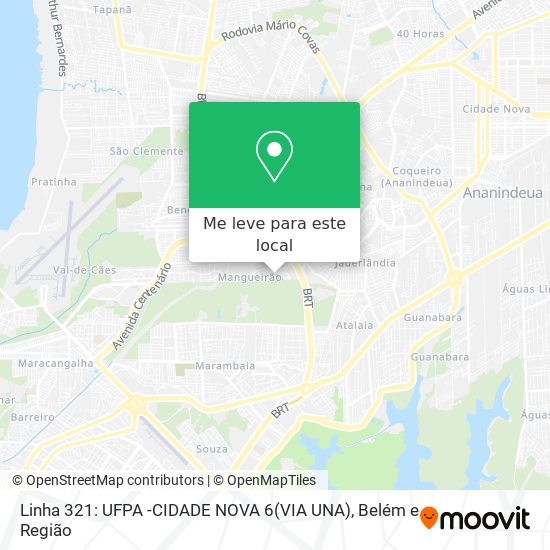 Linha 321: UFPA -CIDADE NOVA 6(VIA UNA) mapa