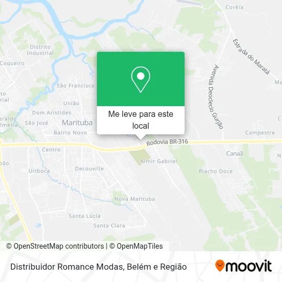 Distribuidor Romance Modas mapa