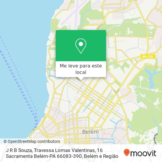 J R B Souza, Travessa Lomas Valentinas, 16 Sacramenta Belém-PA 66083-390 mapa