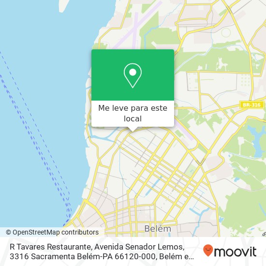 R Tavares Restaurante, Avenida Senador Lemos, 3316 Sacramenta Belém-PA 66120-000 mapa