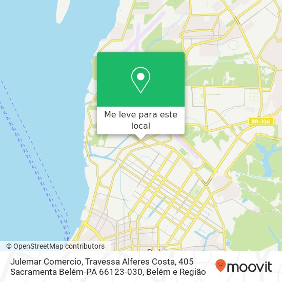 Julemar Comercio, Travessa Alferes Costa, 405 Sacramenta Belém-PA 66123-030 mapa