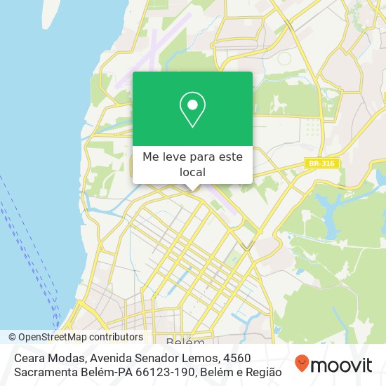 Ceara Modas, Avenida Senador Lemos, 4560 Sacramenta Belém-PA 66123-190 mapa