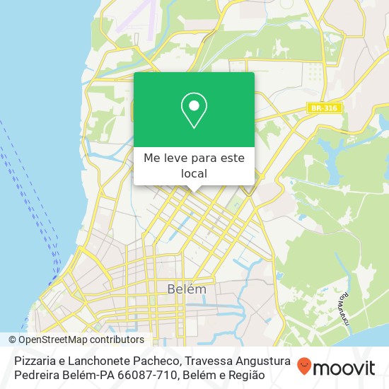 Pizzaria e Lanchonete Pacheco, Travessa Angustura Pedreira Belém-PA 66087-710 mapa