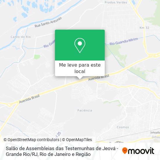 Salão de Assembleias das Testemunhas de Jeová - Grande Rio / RJ mapa