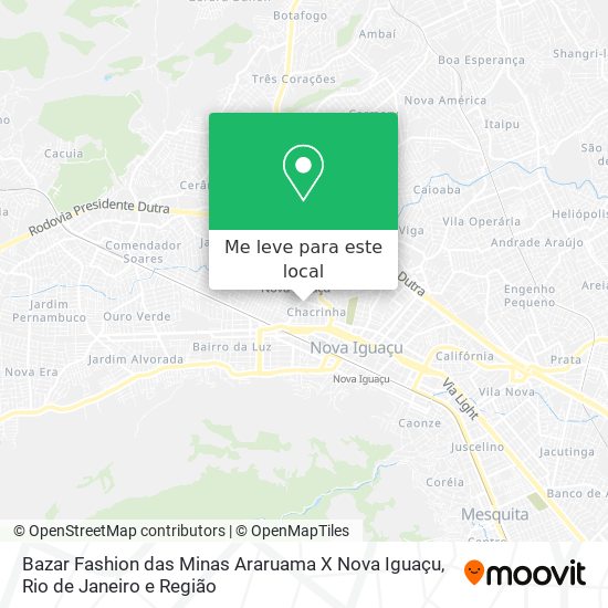 Bazar Fashion das Minas Araruama X Nova Iguaçu mapa