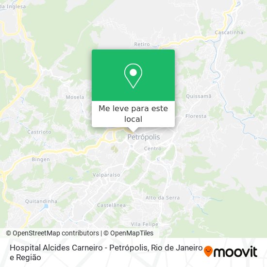Hospital Alcides Carneiro - Petrópolis mapa