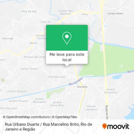 Rua Urbano Duarte / Rua Marcelino Brito mapa