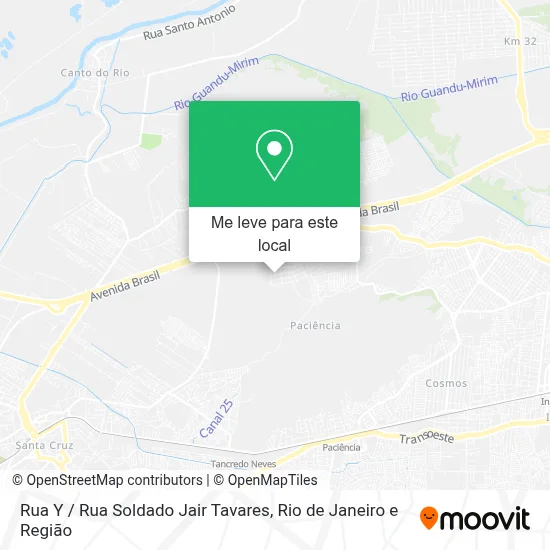Rua Y / Rua Soldado Jair Tavares mapa
