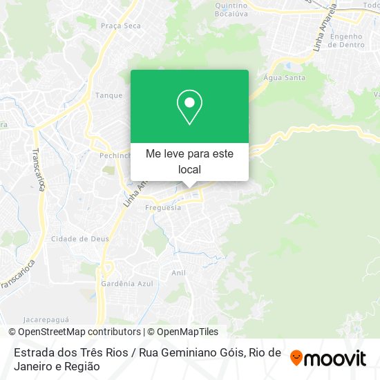 Estrada dos Três Rios / Rua Geminiano Góis mapa
