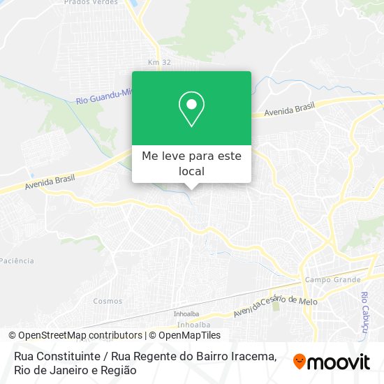 Rua Constituinte / Rua Regente do Bairro Iracema mapa