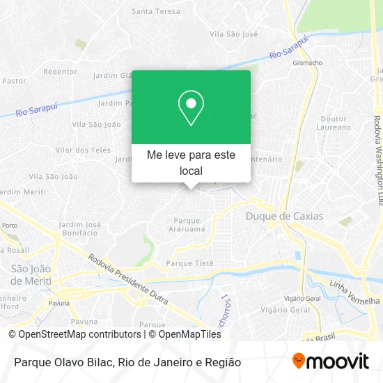 Parque Olavo Bilac mapa