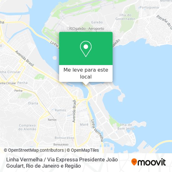 Linha Vermelha / Via Expressa Presidente João Goulart mapa