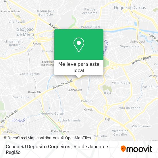 Ceasa RJ Depósito Coqueiros. mapa