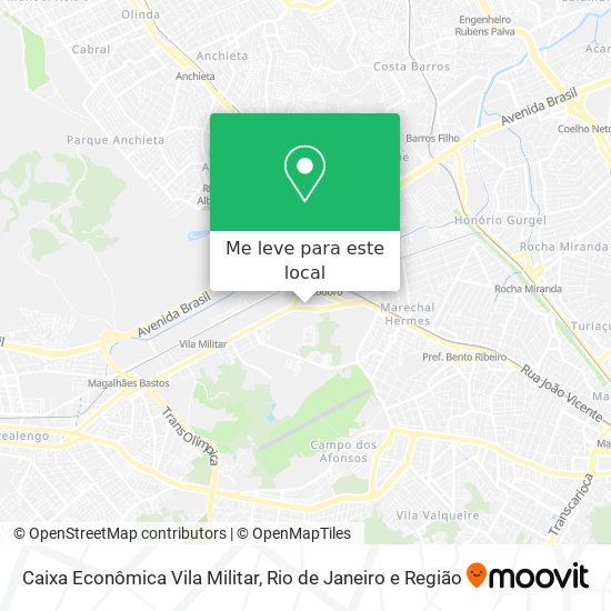 Caixa Econômica Vila Militar mapa