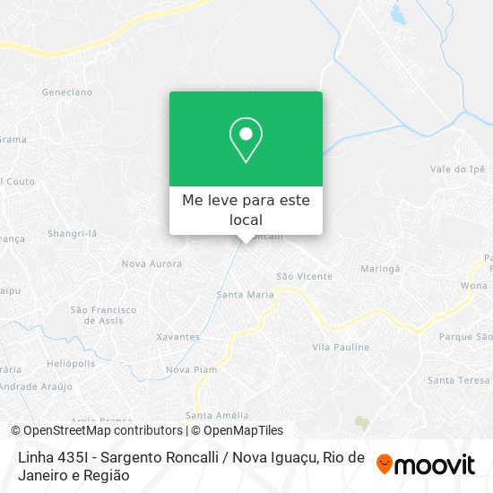 Linha 435I - Sargento Roncalli / Nova Iguaçu mapa