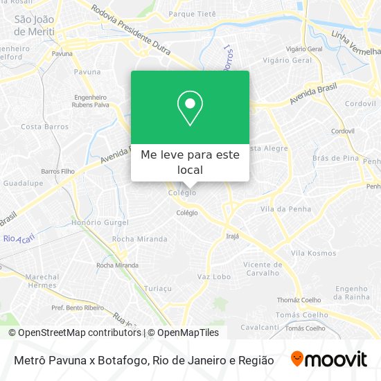 Metrô Pavuna x Botafogo mapa
