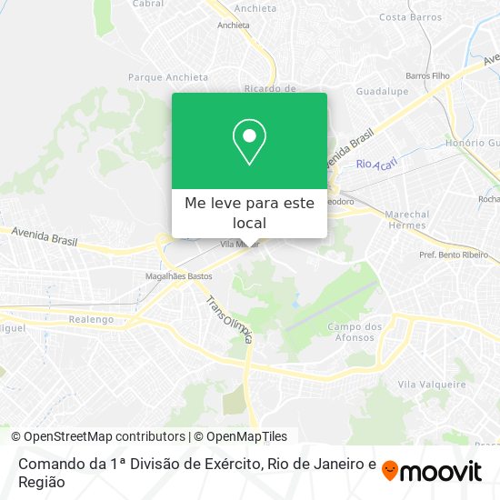 Comando da 1ª Divisão de Exército mapa