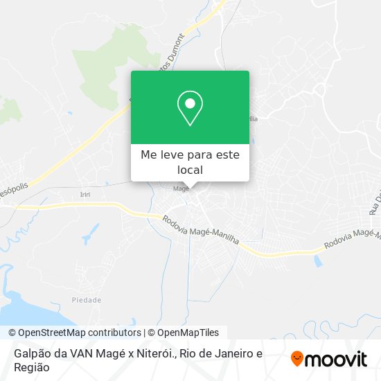 Galpão da VAN Magé x Niterói. mapa