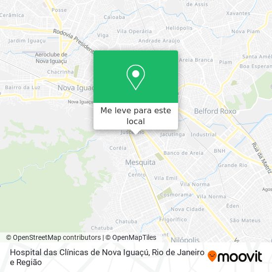 Hospital das Clínicas de Nova Iguaçú mapa