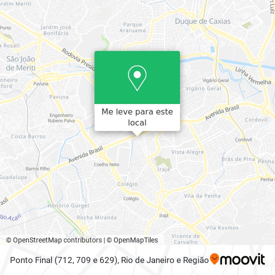 Ponto Final (712, 709 e 629) mapa