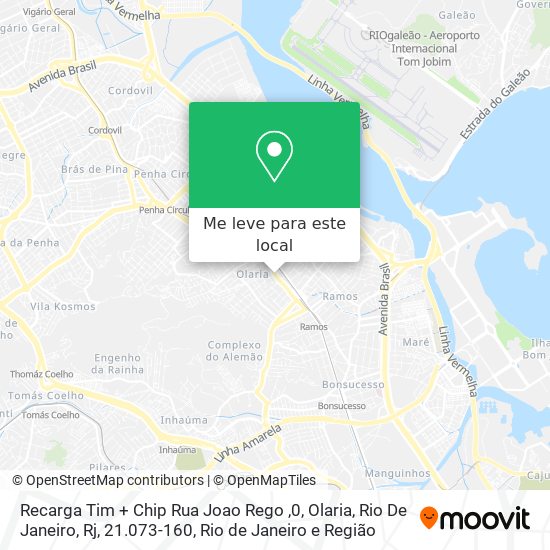 Recarga Tim + Chip Rua Joao Rego ,0, Olaria, Rio De Janeiro, Rj, 21.073-160 mapa