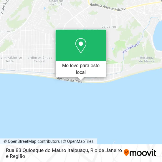 Rua 83 Quiosque do Mauro Itaipuaçu mapa