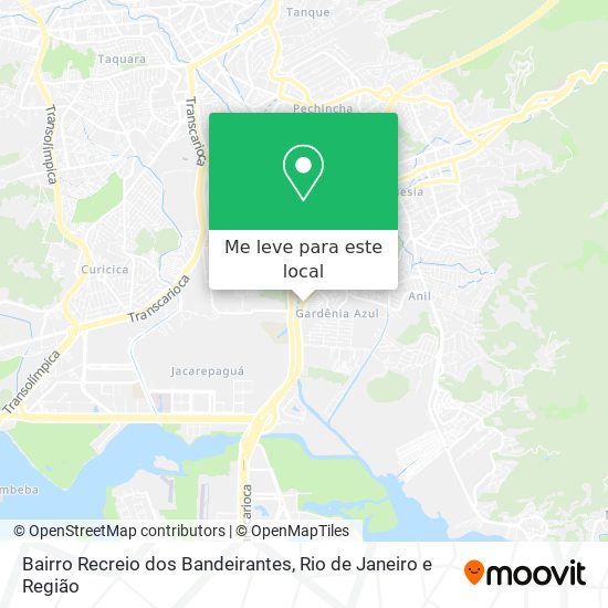 Bairro Recreio dos Bandeirantes mapa